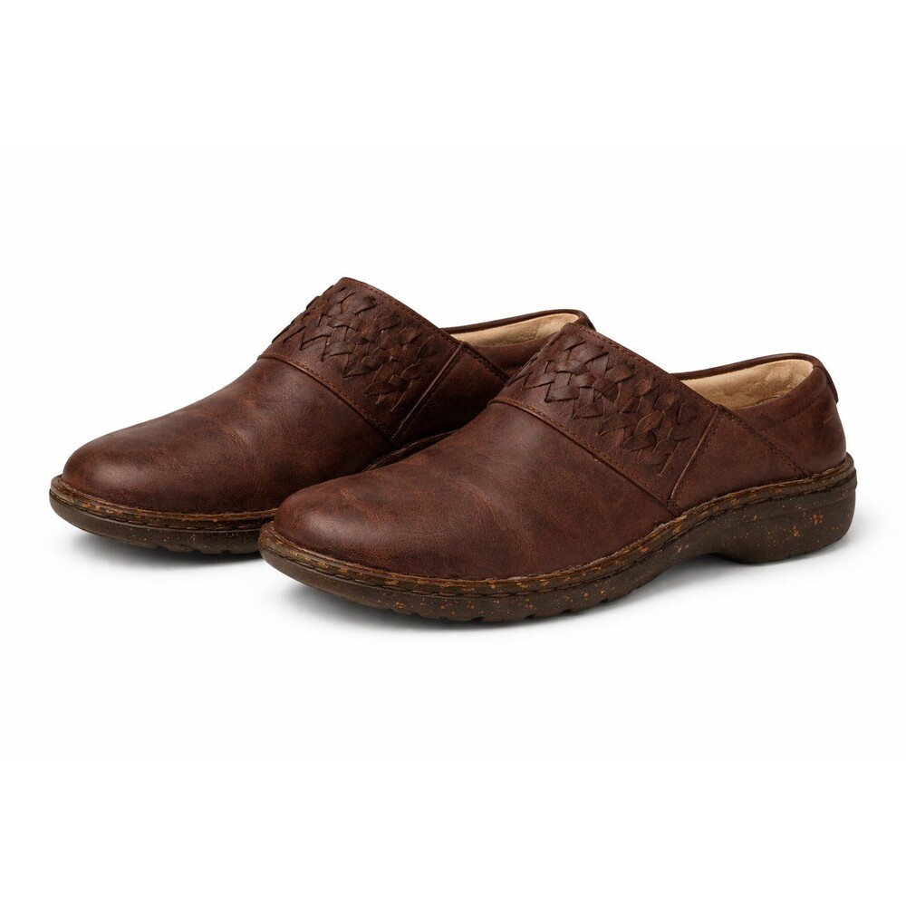 UGG Anila Leather Wool Lined Closed-Back Slip-On Clogs Brown Size US 10